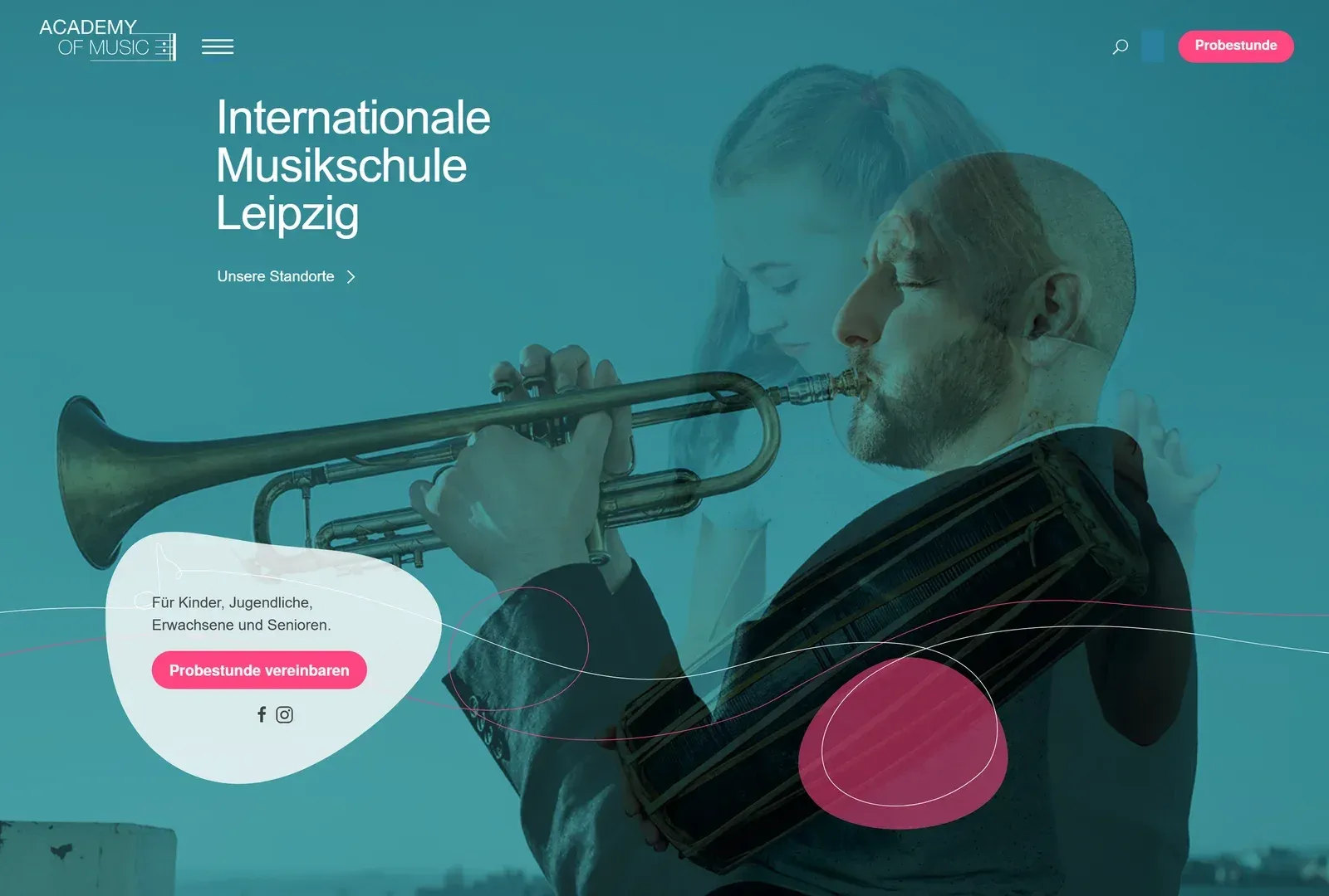 Website der Academy of Music Leipzig, umgesetzt von Apollo